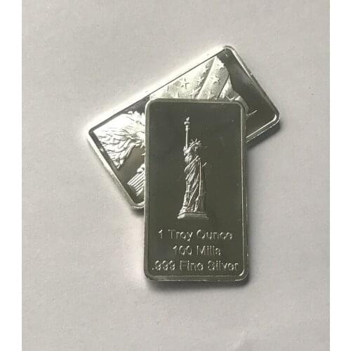 5 pcs Non Magnetic American Statue 1 OZ Coin Silver Plated Ingot Eagle Head Badge 50 Mm x 28 Mm Collectible Decoration Bars