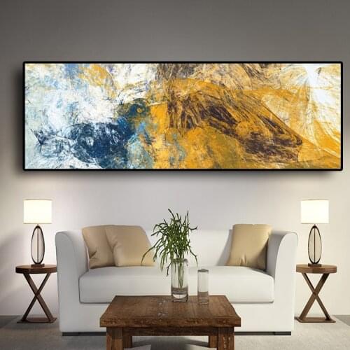 Abstract Geometry Blue and Gold Posters and Prints Painting Canvas Art Scandinavian Wall Pop Art Picture for Living Bed Room