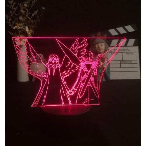 Acrylic 3d Led Night Light Anime Sword Art Online Figure for Bedroom Decor Nightlight Birthday Gift Table Room Lamp Manga SAO