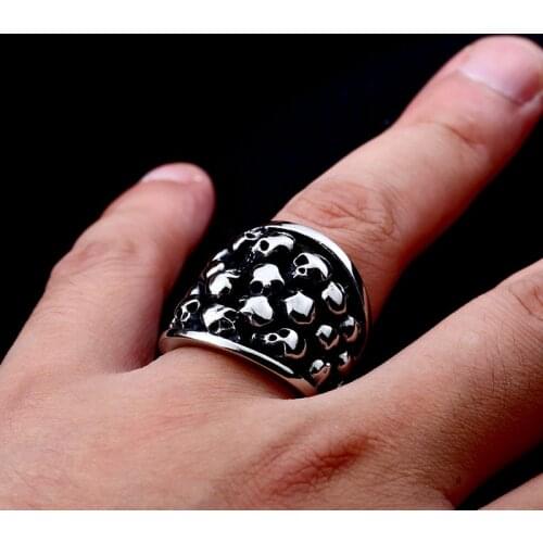 Beier new store 316L Stainless Steel men ring personality punk cluster skull ring men vintage fashion Jewelry LLBR8-247R