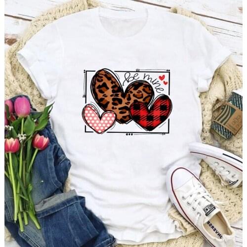 Colored Be Mine Buffalo Plaid Leopard Hearts T-shirt Vintage Women Graphic Valentine Tee Top Funny Valentines Gift Tshirt
