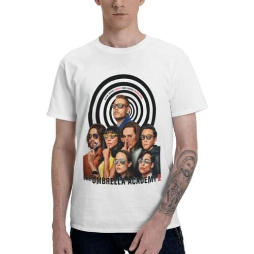 Mens The Umbrella Academy T-Shirt Streetwear Cha-Cha Diego Vanya Luther Klaus Tshirt Short Sleeve T Shirt Homme Cotton Tee Gift