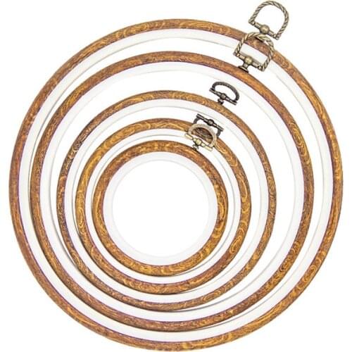 Wood Grain Cross Stitch Tool Round Oval Octagon Rectangle Embroidery Hoop Support Multifunction DIY Embroidery Circle