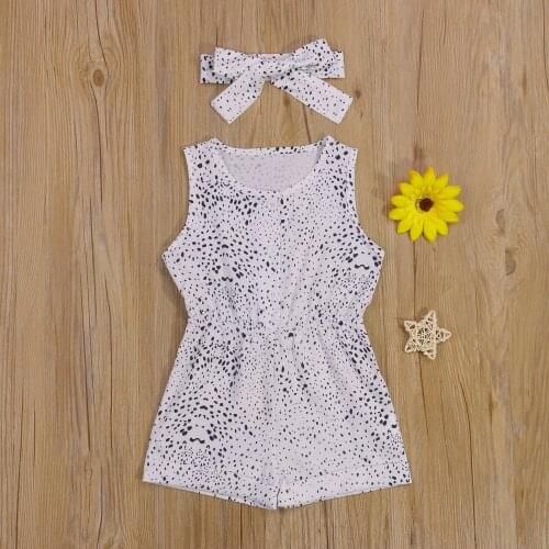 Baby Girls Clothes 2Pcs Summer Outfits, Sleeveless Crew Neck Button Front Leopard Print Romper with Headband Set