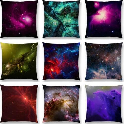 Beautiful Night Starry Sky Gorgeous Nebula Colourful Galaxy Mysterious Universe Cushion Cover Car Decor Sofa Throw Pillow Case