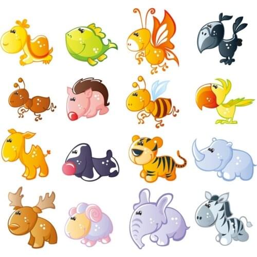Set of Cute AnimaLs Iron On Transfers For Kids Clothes Sticker Transfer Cartoon PatchFor Baby Cloth dinosaur unicorn Applique