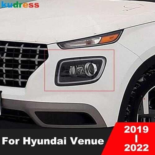 For Hyundai Venue 2019 2020 Carbon Fiber Headlight Cover Trim Head Light Lamp Eyebrow Trims Sticker Car Styling Accessories