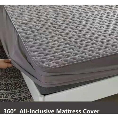 Solid Color Quited Mattress Cover Anti-bacterial Bed Pad Protector Cover Twin Size Customized Bed Cover Not Included Pillowcase