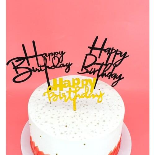 New 5pcs/lot Happy Birthday Acrylic Cake Topper Gold Pink Birthday Cupcake Topper Decor for Baby Birthday Party Cake Decorations