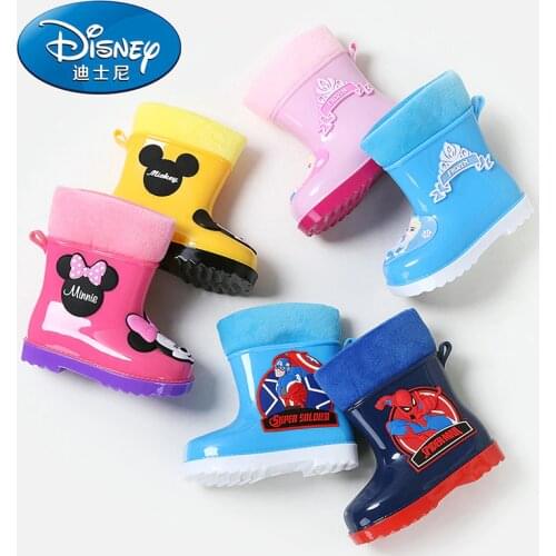 Disney new childrens rain boots boys girls baby kindergarten non-slip water shoes baby lightweight frozen princess rain boots