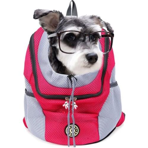 New Out Double Shoulder Portable Travel Backpack Outdoor Pet Dog Carrier Bag Pet Dog Front Bag Mesh Backpack Head