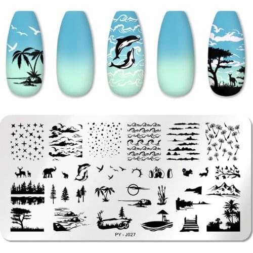 PICT YOU Animal Brird Nail Stamping Plates Flower Leaves Geometric Plate Striped Line Templates Stainless Steel Stencil Tools