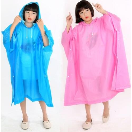 1 PC Rain Poncho Non-Disposable Travel Rain Gear Coat Outdoor Hiking Accessories Child Raincoat Kids Rainwear Waterproof