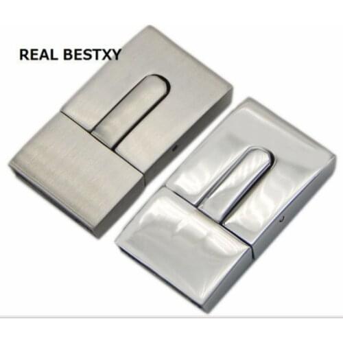 REAL BESTXY 10pcs/lot Stainless Steel Strong Magnetic Clasps Fitting for flat Leather Cord Bracelet Clasps Jewelry Making