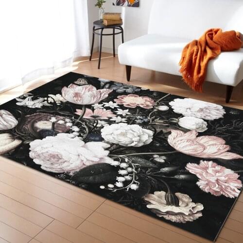 Rose Butterfly Pattern Carpets for Living Room Bedroom Area Rug Kids Room Play Mat 3D Printed Home Large Carpet