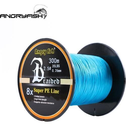 Angryfish Wholesale 300 Meters 8 Strands Braided Fishing Line 12 Colors Super PE Line