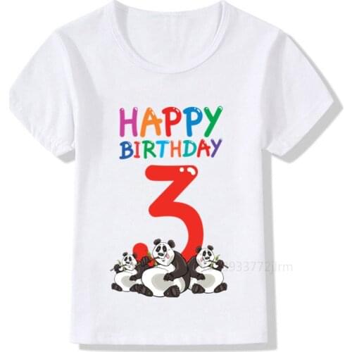 Girls Panda 1-10 Birthday Number Print T Shirt Children Birthday T-shirts Boy&Girl Funny Gift Tshirt Present Family Outfit