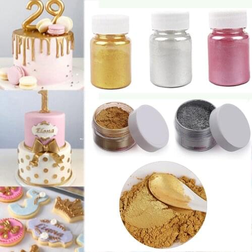15g Edible Glitter Gold Silver Pearl Powder Cake Decoration Powder Mousse Cake Macaron Chocolate Flash Powder Baking Color Dust