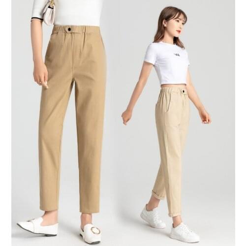 Spring Summer Retro Female Pant Casual Fashin Harem Pants Solid Thin Pantalon Taille Haute Femme Trousers For Women