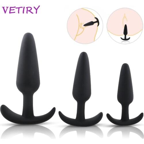 VETIRY Silicone Dildo Butt Plug Anal Plugs Unisex Sexy Stopper 3 Different Size Adult Sex Toys for Men Women Prostate Massager
