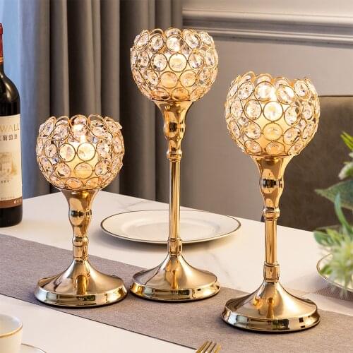Modern Home Decor Wedding Centerpieces Center Table Living Room Gift European Style Metal Candle Holder Glass Handicraft Golden