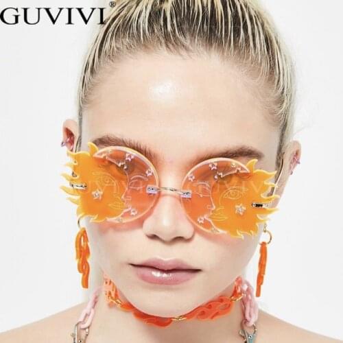 Rimless Vintage Sunglasses Women 2020 Retro Steampunk Sunglasses Men Punk Sunglasses Brand Designer Eyewear Oversized UV400