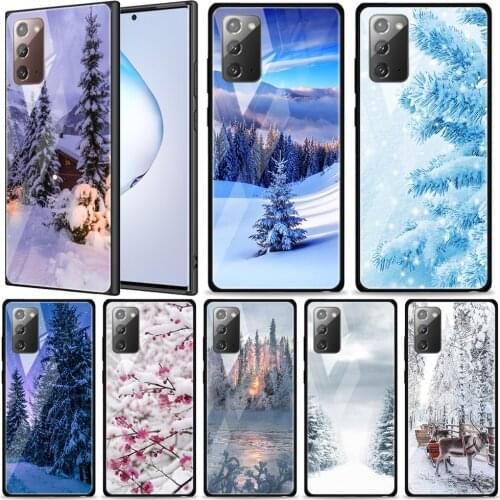 Landscape Winter Light Snow Tempered Glass For Samsung Galaxy Note 20 Ultra 10 9 8 Plus Lite A70 A50 A40 A30 A20 A10 Phone Case