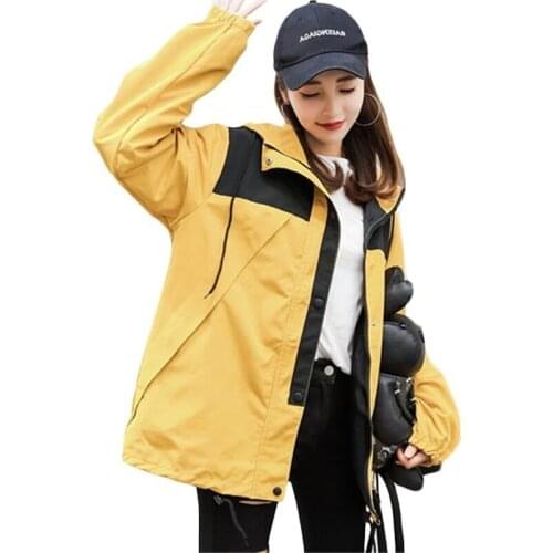 Women Loose Baseball Uniform Spring Autumn New BF Casual Jacket Coat Female Student Harajuku Style Hooded Hip Overcoat tide F665