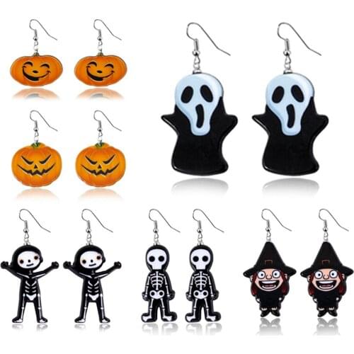 JOYA GIFT Bohemian Halloween Earrings for Women Girl Faux Dangle Halloween Costume Party Decoration Earrings Jewelry