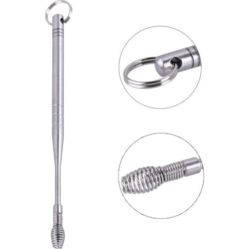 1PC Stainless Steel Spiral Ear Pick Spoon Ear Wax Removal Cleaner Ear Care Beauty Tool Multi-function Portable With Key Chain
