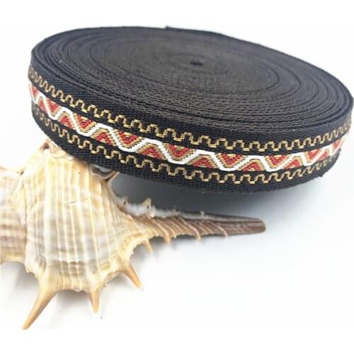 10Yards 15mm 5/8'' Woven Jacquard Ribbon DIY Handmade Material Wedding Party Home Decoration Yellow Wavy Line Edge Brown Ribbon