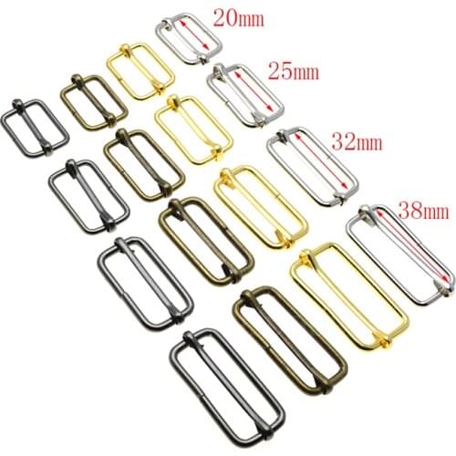 10pcs/pack Metal Slides Tri-Glides Wire-Formed Roller Pin Buckles Strap Slider Adjuster Buckles
