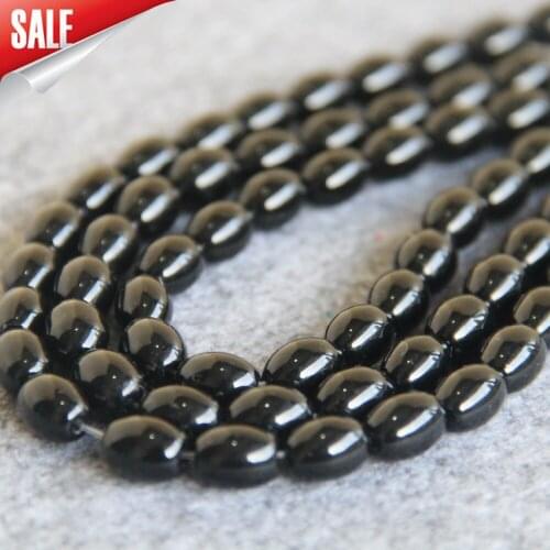 2021 New For Necklace 7*12mm Onyx Natural Black Onyx Beads Round DIY Loose Rice Mothers Day gifts 15inch Jewelry Making Design