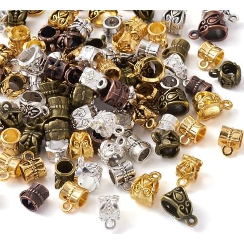 270pcs/set Tibetan Style Alloy Triangle & Column Hanger Links Bail Beads Accessories For Jewelry making Connector Mix Color