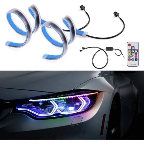2pc Car LED DRL Daytime Running Light RGB Neon Strip For Auto Headlight Flexible Waterproof Bar Turn Signal Lamp Accessories 12V