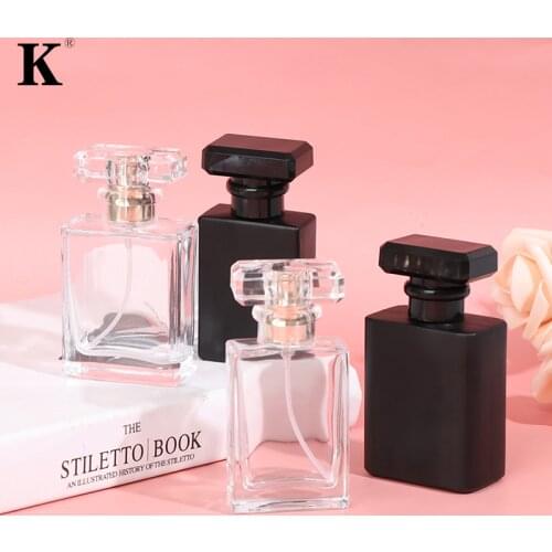 30ml Colorful Square Thick Glass Refillable Perfume Bottle Acrylic Cover Screw Top Sprayer Pump Perfume Bottles Empty Container