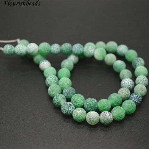 6mm 8mm 10mm Matte Apple Green Color Dragon Veins Agate Stone Round Loose Beads Jewelry Making Supplies