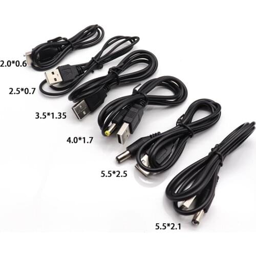 DC Power Adapter Plug USB Convert To 2.5*0.7/3.5*1.35/4.0*1.7/5.5*2.1 MmBlack Shape Right Angle Jack With Cord Connector Cable