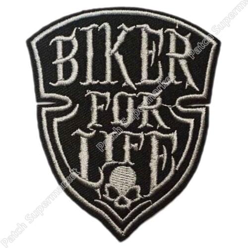 3" BIKER FOR LIFE Hog Rockers Racer Chopper Outlaw MC Motorcycle Biker Vest Patch Embroidered IRON ON Biker Vest Badge