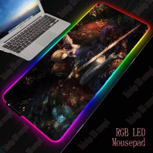 Anime Blondes Blue RGB LED Large Mouse Pad USB Wired Lighting Gaming Gamer Mousepad Keyboard Colorful Luminous for PC Mice Mat