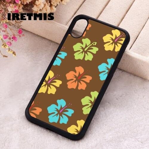 Iretmis 5 5S SE 2020 Phone Cover Case for iPhone 6 6S 7 8 Plus X Xs XR 11 12 Mini Pro Max Brown Retro Colorful Tropical Flower