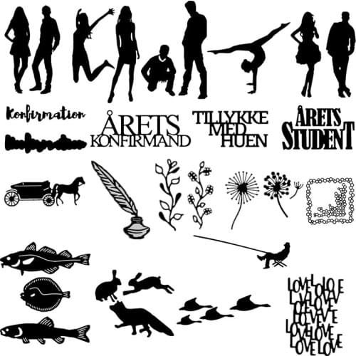 Women and Man Animals Letters Metal Cutting Dies for DIY Craft Making Card Album Decorative Embossing Stencils