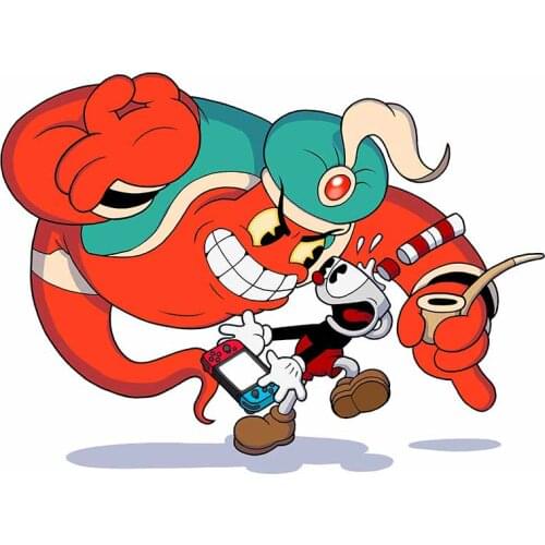 EARLFAMILY 13cm x 9.6cm for A Cuphead Genie Vinyl Car Stickers Waterproof Window Trunk Decal Air Conditioner VAN Decoration