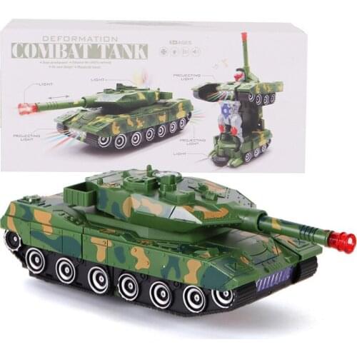 Electric Deformation Tank Toy Car Combat Tank Flashing Led Light Music Car Kids Childrens Gift Toy Vehicles 360 Degree Rotation