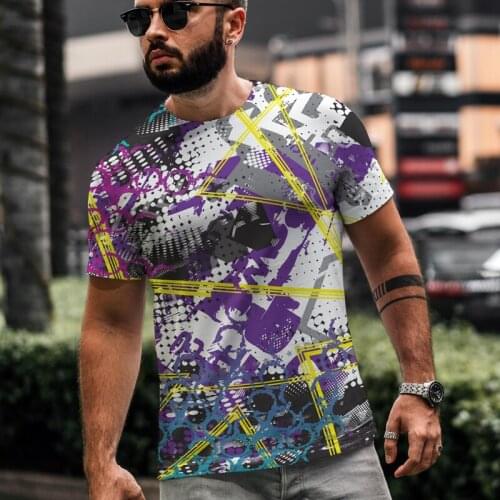 Men Graffiti Trend Popular Fashion T Shirt for Men Oversize Casual Sports Outing Shirts Mens Summer Round Neck Tshirt Tops