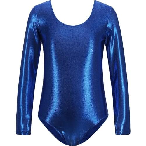 Gymnastics leotard metallic dance leotard long sleeve ballet leotard shinny holographic dance wear rave clothes leotard for girl