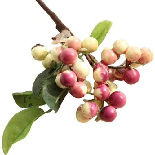 Christmas Berry Beans Artificial Flower Fake Flowers Home Decoration Green Red Artificial Plant