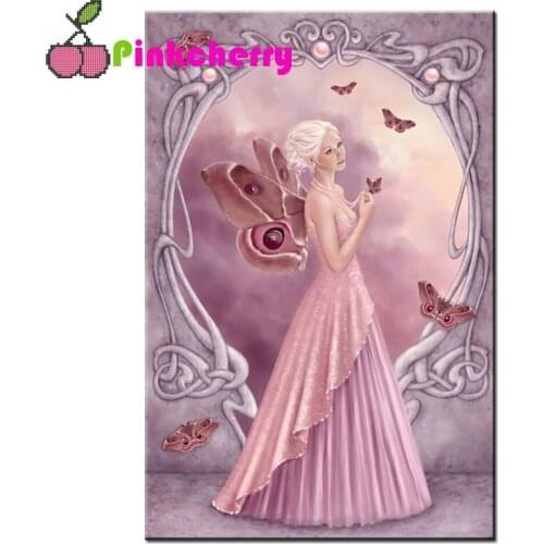 Pink butterfly Fairy 5D diy diamond painting stitch fantasy girl full drill landscape diamond embroidery mosaic art k1304