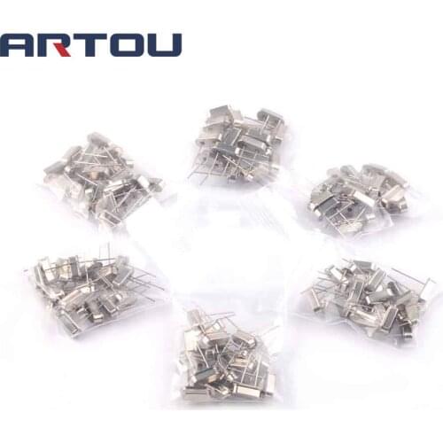 Each 20pcsx6values=120PCS Oscillator 4MHZ 6MHZ 8MHZ 12MHZ 20MHZ 24MHZ Crystal 2PIN
