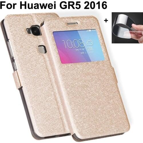 Front Window Leather Filp Case For Huawei GR5 2016 phone cover GR 5 2016 5.5" back cases For Huawei GR5 2016 bumper fundas coque